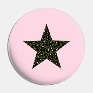 Leopard Print Star in Green, Black and Light Pink Pin