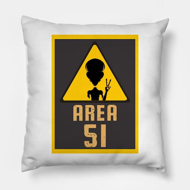 Area 51 Alien Peace Pillow by Geminiguys