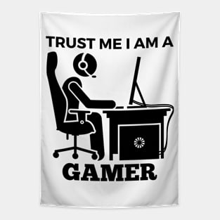 Trust Me I Am A Gamer - Player At Gaming Computer Design Tapestry