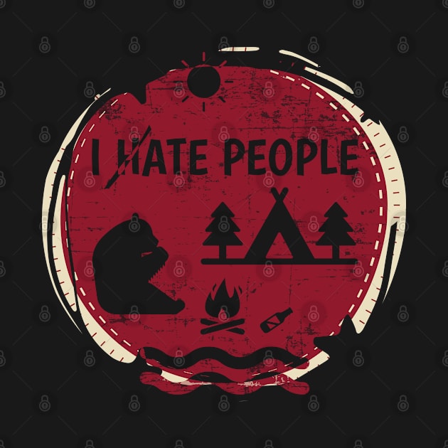 Camping Hiking I Hate People I Eat People Funny Bear T shirt by sheepmerch