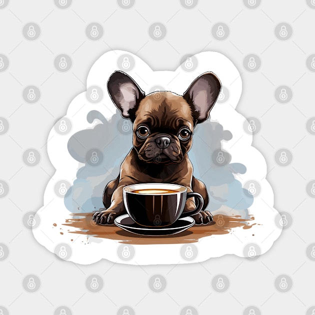 French Bulldog Drinking Coffee Magnet by Graceful Designs