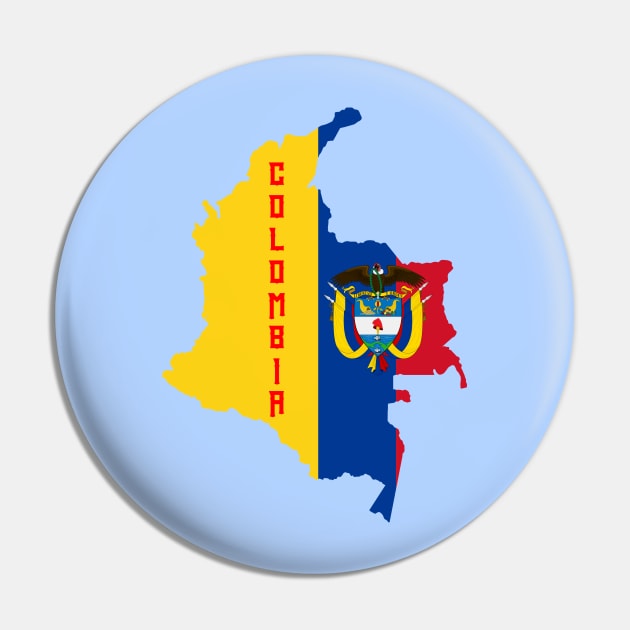 Colombia flag & map Pin by Travellers