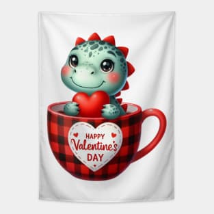 Valentine Dinosaur In Tea Cup Tapestry