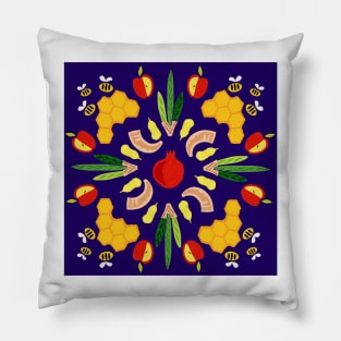 Yomim Noraim - navy print Pillow