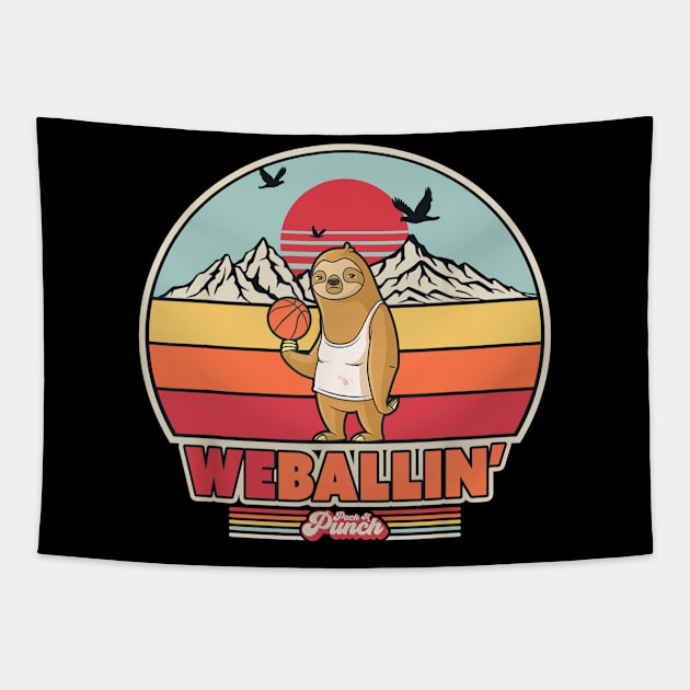 Sloth playing basketball Tapestry by koshernext