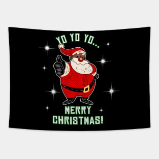 Jolly Black Santa Claus Shirt Fun African American Christmas Tapestry