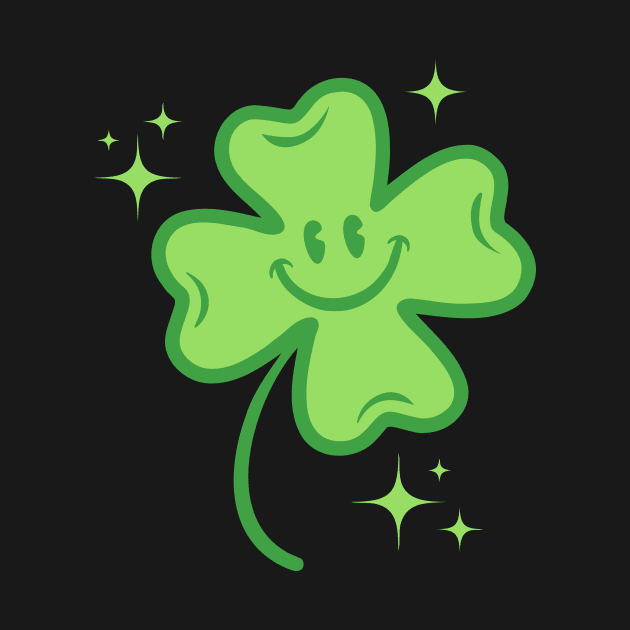 Cute four leaf lucky clover in retro style by Sir13