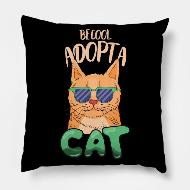 Cat Rescue & Adoption Cartoo n Pillow by USProudness