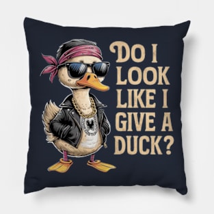 A hilarious and vibrant vintage-inspired illustration of an adorable a fashionable hipster duck. (2) Pillow