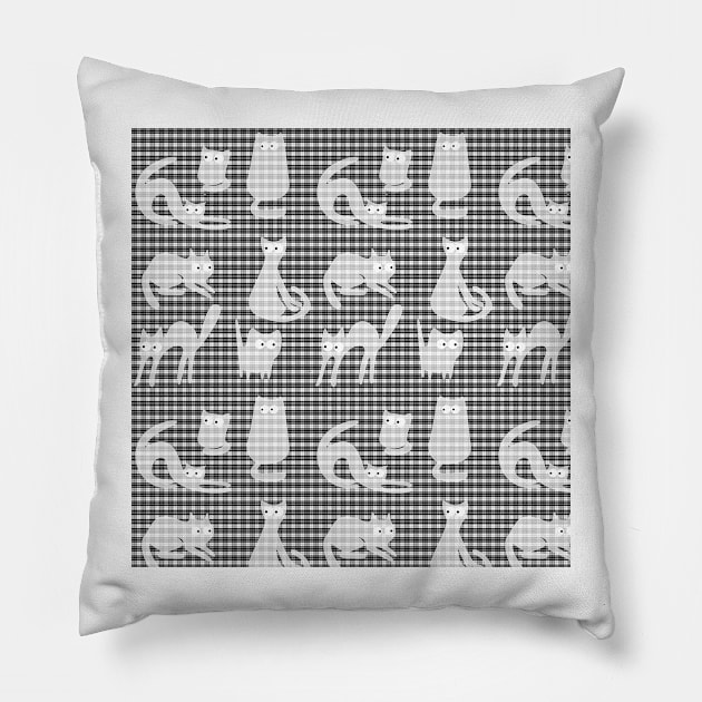 eclectic cats optical illusion plaids Pillow by justrachna