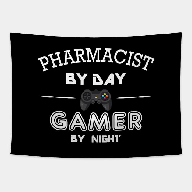 Pharmacist by day gamer by night Tapestry by KC Happy Shop