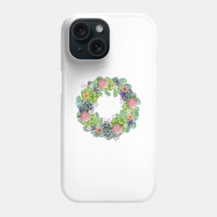 Succulent Watercolor Floral Wreath Phone Case