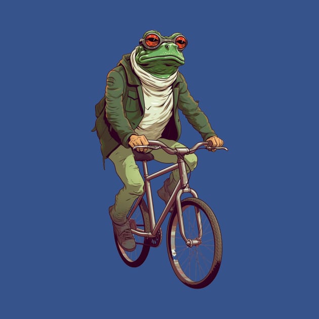 A Frog Riding a Bicycle by enyeniarts