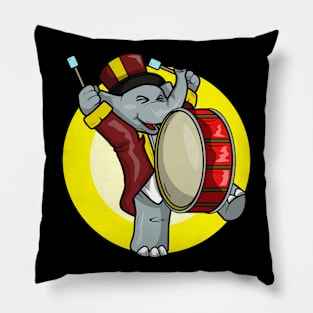 Funny elephant is playing the drum Pillow