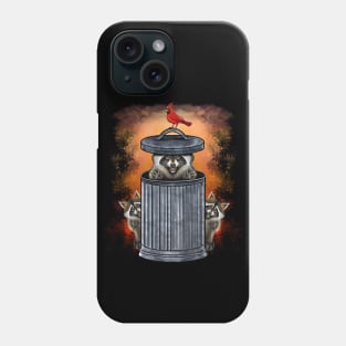 Trick or trash cute raccoons and red Cardinal Phone Case