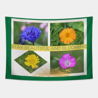 Stay Beautiful and Blooming Photo Collage Tapestry