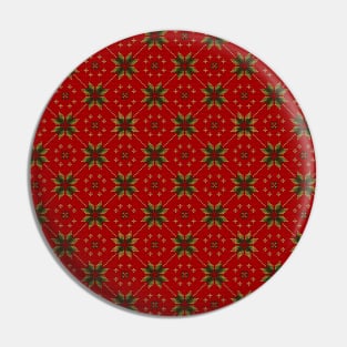 Red Green and Gold Knitted Pattern Pin