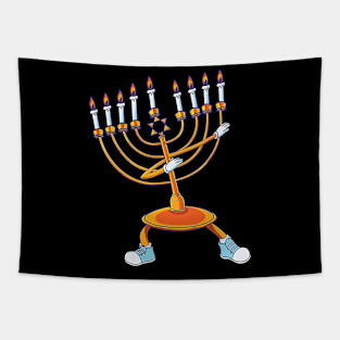 Dabbingorah Happy Hanukkah Dancing Chanukah Tapestry