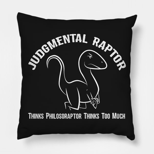 Judgmental Raptor - Philosoraptor Pillow by Ryan Bangerter Art