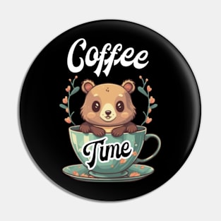 Coffee Time With A Bear Pin