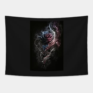 Patriotic Rose American Flag Art Tapestry