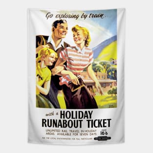 Vintage British Railway Holiday Runabout poster Tapestry