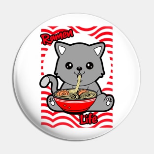 RAMEN Life Kawaii Cat Eating Ramen Noodles Pin