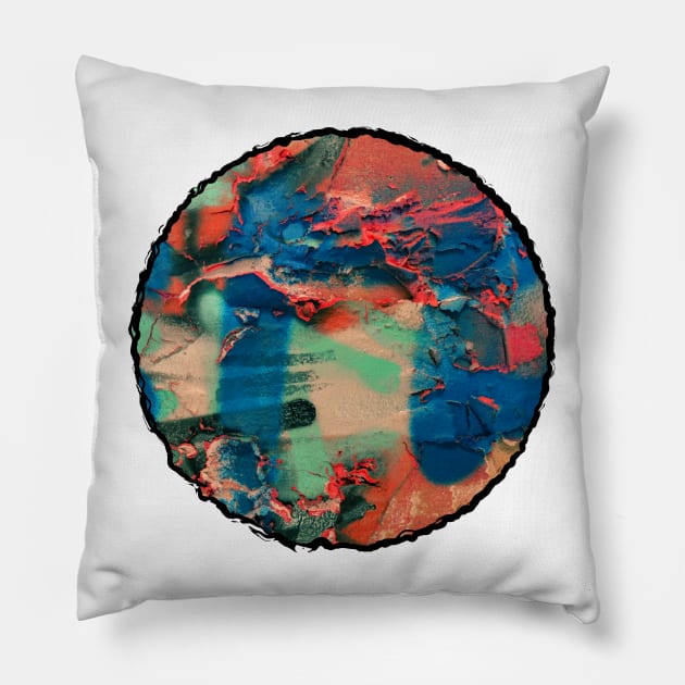 Degrading Graffiti Scribble Circle Frame Pillow by Surplusweird