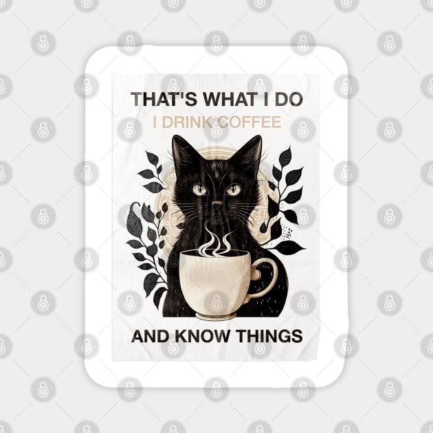 Cat Drink Coffee And Know Things Magnet by Azizshirts