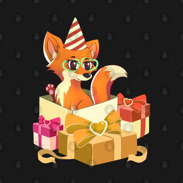 Party Hat Cute Fox Birthday by TheBeardComic