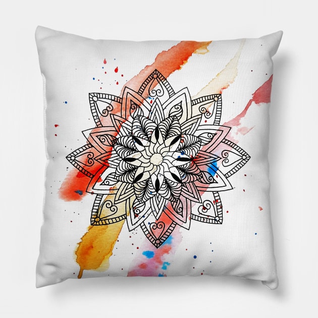 Watercolor mandala Pillow by ilhnklv