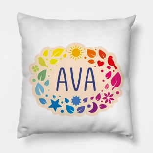 Ava name with colorful leaves Pillow