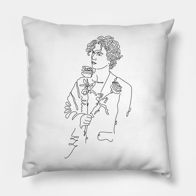 Timothee Chalamet lineart shirt sticker Pillow by nanaminhae