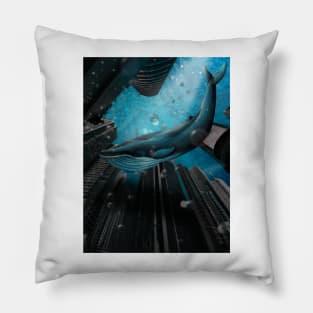 Blue whale in the ocean Pillow