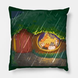 Rainy Cozy Day with Kitties Pillow