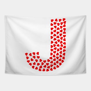 Letter J Heart Shape Initial Tapestry