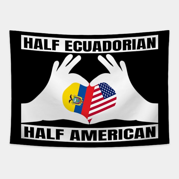 Half American Half Ecuadorian Heritage Ecuador Roots & USA DNA Family Flag Design Tapestry by OriginalGiftsIdeas