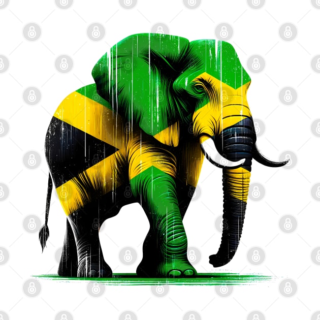 Jamaican Jungle Vibes: Reggae Elephant Art T-shirt by Klimek Prints