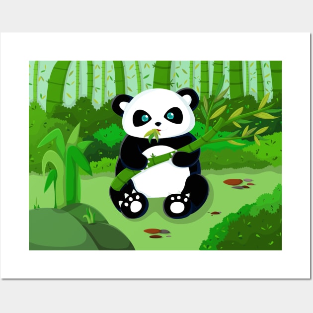 Cute Little Panda Munching On Bamboo Shoot - Cute Panda - Posters and Art  Prints