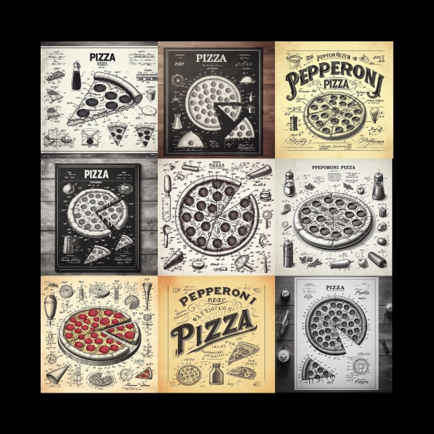 Pepperoni Pizza Patent Blueprints by DadOfMo Designs