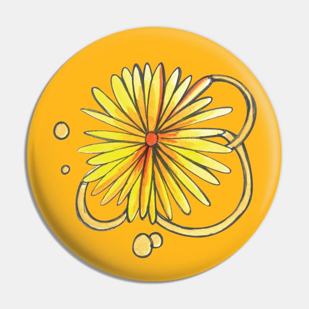 Yellow flower Pin by CréaTiff