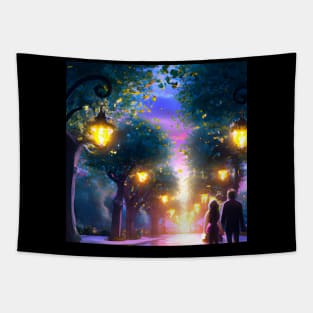 Couple Evening Walk Tapestry