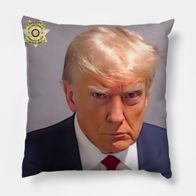 Donald Trump Mug Shot Pillow by WeirdFlex