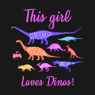 This Girl Loves Dinos T-Shirt, Dinosaur Shirt, Dinosaur Birthday Shirt, Dino Shirt, Birthday Shirt, Girl Dinosaur Shirt, T-Rex Shirt T-Shirt