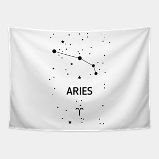 Aries Zodiac Sign Constellation (Black Print) Tapestry
