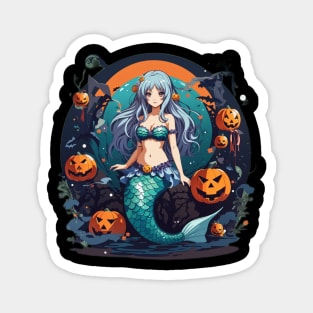 Orange Full Moon Mermaid Magnet