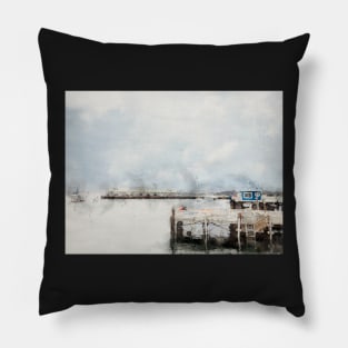 Monterey Bay Fisherman's Wharf Digital Watercolor 2021 Pillow