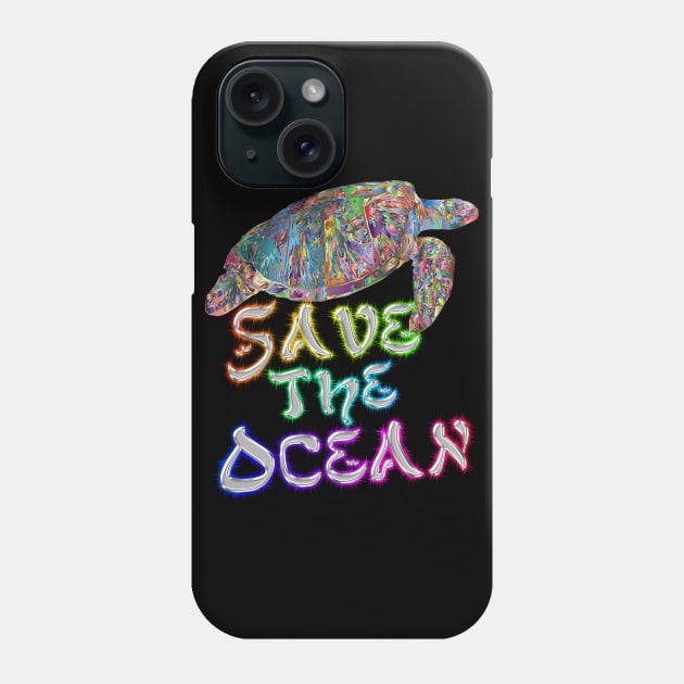 Save The Ocean - Turtle - Rainbow Phone Case by Printaha