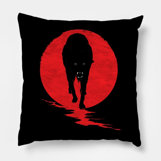 Black Wolves Pillow by clingcling