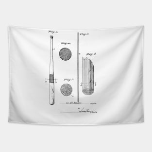 Baseball Bat Vintage Patent Hand Drawing Tapestry